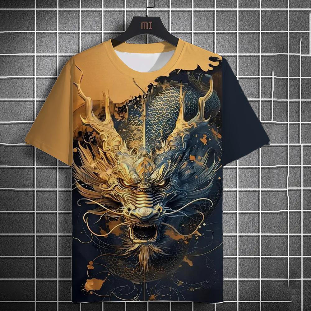 Herren T-Shirts Tier Drachen Muster 3D Druck Tops Tees Sommer Neue Frauen Streetwear Mode Übergroße T-Shirt Männer Kleidung