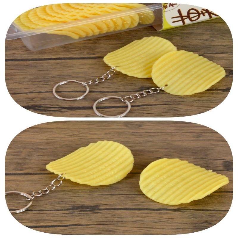 1Pc Simulated Potato Chips Model Simulated Food Snack Potato Chips Props 1:1 Fake Potato Chips Food Game Keychain Pendant