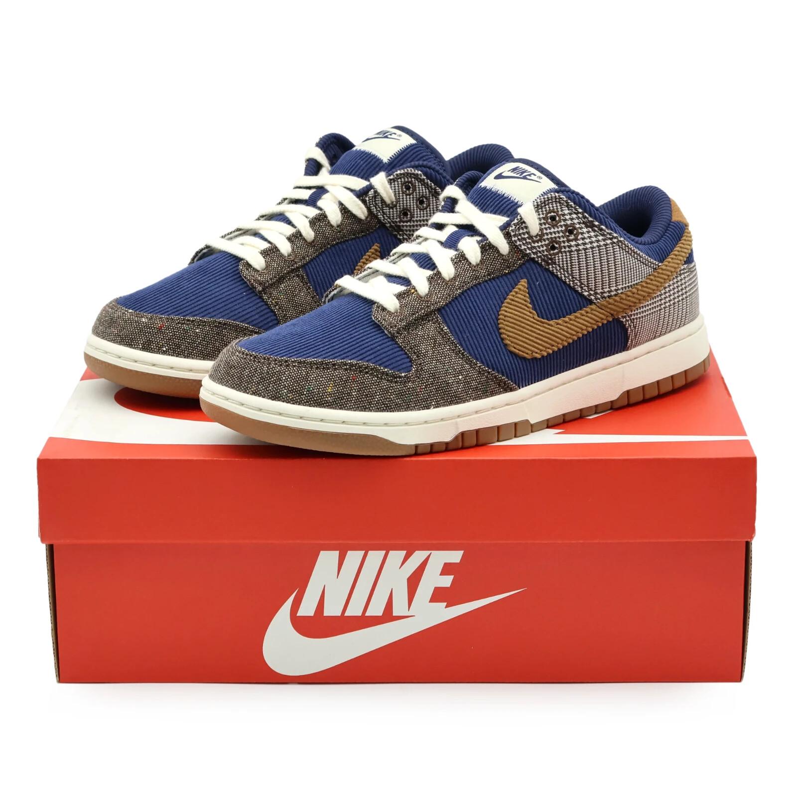 FQ8746-410 Nike Dunk Low PRM Твид Темно-синий Барочный коричневый Вельвет (Мужской) 8.5