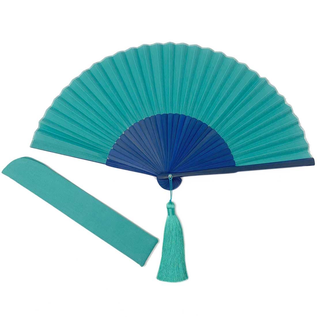 [Nishikawa Shoroku Shoten] Summer Fan with Fan Case, Two-Tone Design, Bi-Color, Women s, Ladies, byCOLOR, Handcrafted, Green x Navy, Mother s Day