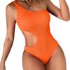 Europäischer und Amerikanischer Neuer Einteiliger Badeanzug Damen Eng Schulterbedeckend Bauchweg und Schlankmachend, Sexy Bikini Konservativ Einfarbig