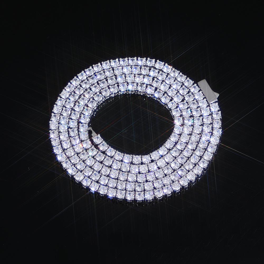 Zubehör Federverschluss Tennis Kette Zirkonia Halskette Hip Hop Zubehör Vollbesetzt Diamant Herren Halskette