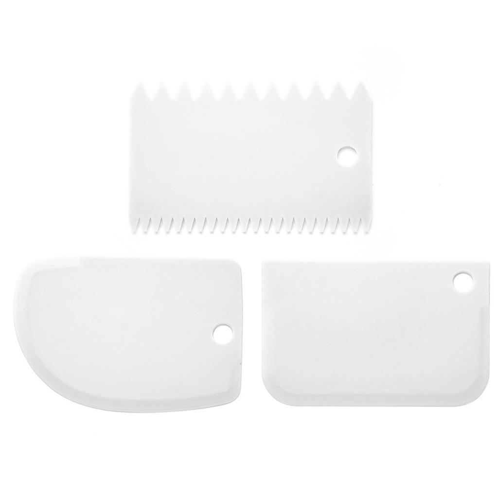 3Pcs Cream Scraper Suit DIY Kitchen Straight Arc Tooth Shape Cream Bread Cutter Plastic Cake Pasty Scraper Baking Fondant Tools