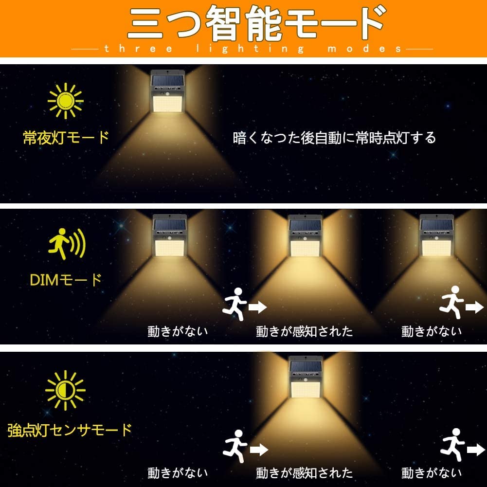 BINGONE Warmweiß Solar Sensor Garten IP65 Wasserdicht und Außen Groß Bewegung 3 Beleuchtung Wasserdicht Sicherheitsband Automatisch Garten Hoch Warm Ideal