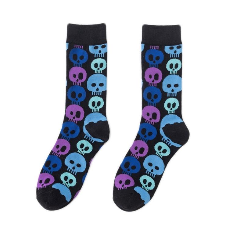 Men's Funny Skull Crew Socks Cartoon Alien Design Cotton Casual Socks Halloween Sock for Hip Hop Parties