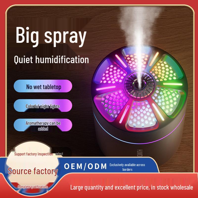 Creative USB Mini Steel Cannon Humidifier with Colorful Lighting and Large Mist Volume for Desktop and Car Use