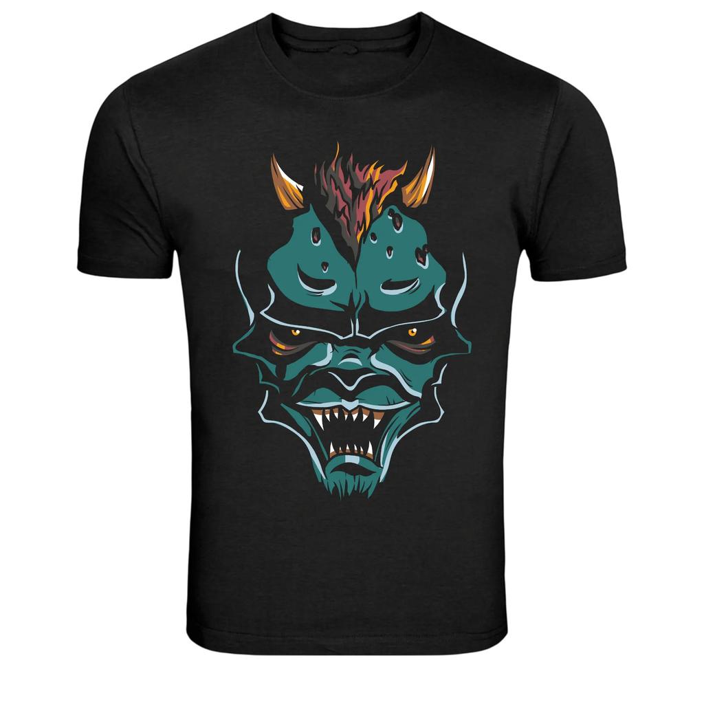 Fierce Demon Monster Head Dark Fantasy Graphic T-Shirt