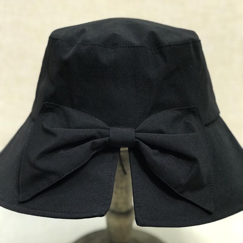 Fabric Bucket Hat Female Versatile Japanese Literary Girl Spring And Summer Visor Split Fork Bow Hat Tide