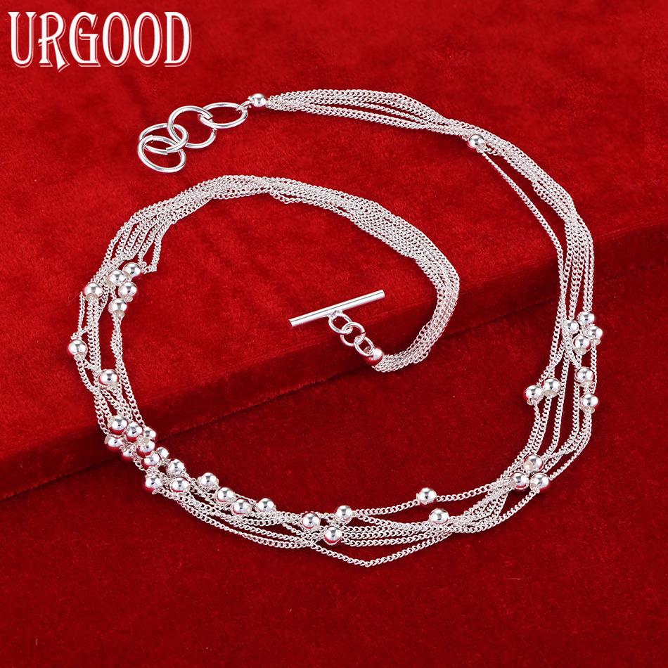 925 Sterling Silber Hochzeitsschmuck Mehrsträngige Perlenkette