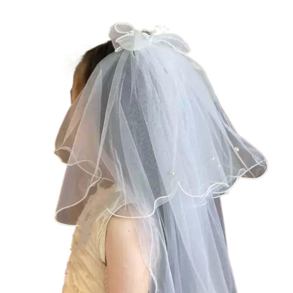 Bow Veil Hair Clip Mesh Bridal Tulle Elegant Girls Head Gauze  Party Cosplay