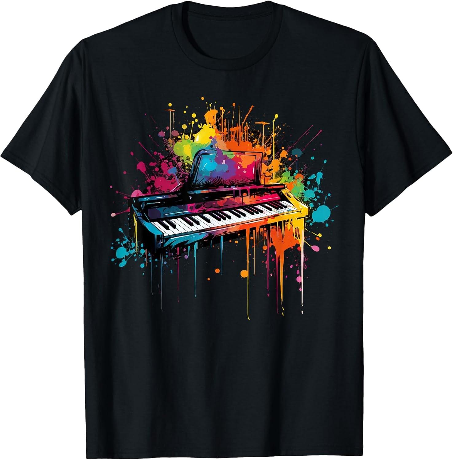 NEW LIMITED! Keyboard Instrument on Colorful Painted Keyboard Tee - MADE IN USA XL