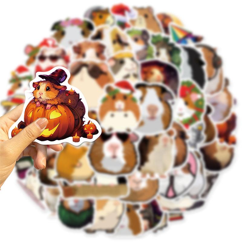 50Pcs Cartoon Guinea Pig Stickers Cute Animals Pvc Decals Funny Decoration Toy Gift Diy Fridge Helmet Phone Suitcase Sticker