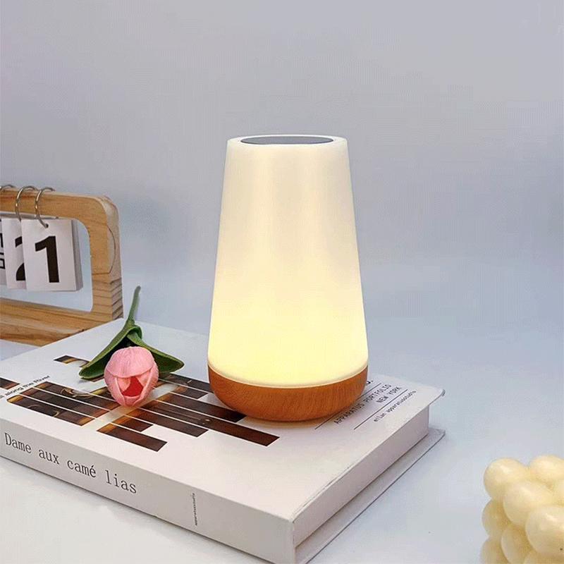 Study Table Accessories RGB Color Wood Grain Bedside Night Light Touch Sensor Patting Lamp Remote Control Soft Atmosphere Light