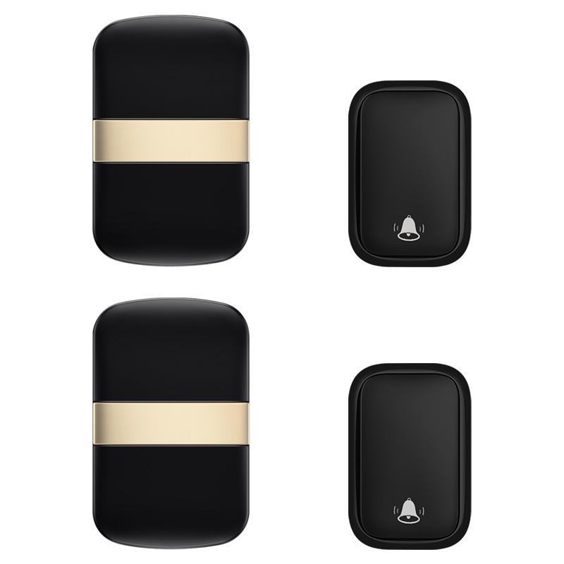 Self-Powered Long-Range Wireless Waterproof Doorbell with Smart Remote Control and Two-to-Two Pager Feature for Home Use чёрный