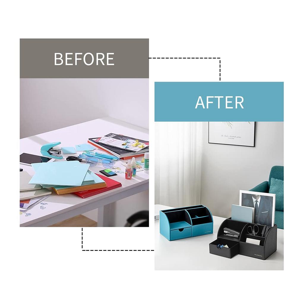 Vlando Desk Organizer Tabletop Storage Pen Holder Remote Control Rack Pen Holder Accessory Case (Black)