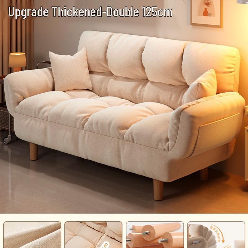 Compact Folding Sleep Sofa for Small Apartments - Double Bed and Reclining Backrest for Bedroom or Rental Homes