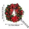 16Inch Christmas Wreath for Front Door Window Wall Door Decorations Flower Bowknot Red Berries Ornament Hanging Garlands X3UC