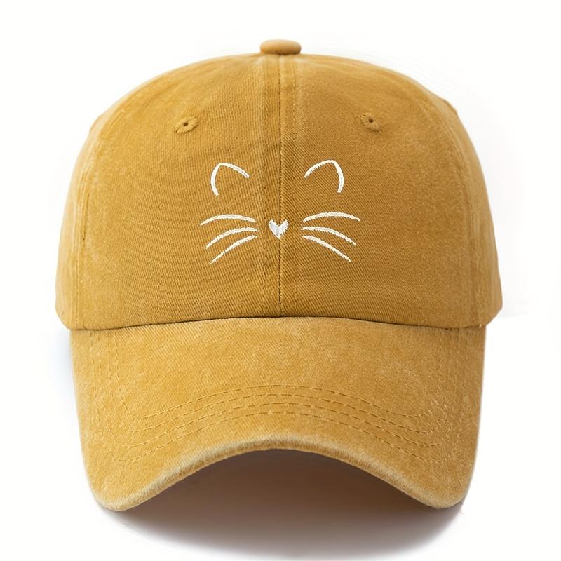 Plain Cute Cat Embroidery Baseball Cap For Women And Men Fashion Curved Brim Summer Outdoor Sun Protection Hat Gifts