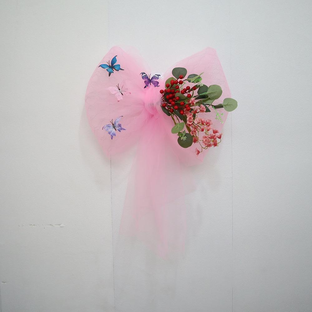 

New 50cm Bow Hanging Ornament Extra DIY Organza Bow Decoration Background Decoration Wedding Ceiling Wall Hanging рожевий