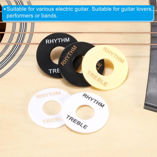 uxcell Guitar Toggle Switch Washer Plate with Rhythm Treble Ring for Black Electric Guitar, 2 Pieces