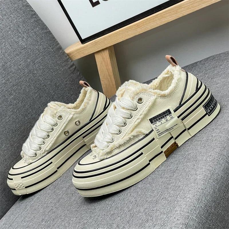 Multi functional canvas shoes for spring and summer, comfortable, thick soled, wear-resistant, casual board shoes