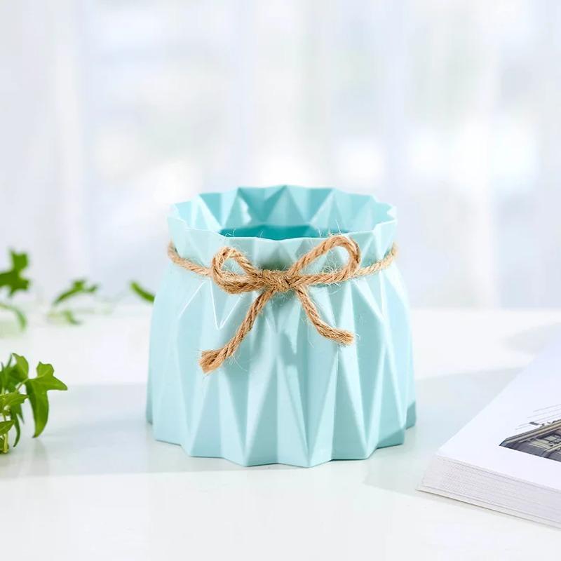 Colorful Nordic Modern Imitation Ceramic Plastic Flower Vase Invincible Wedding Birthday Art Home Arrangement Decoration
