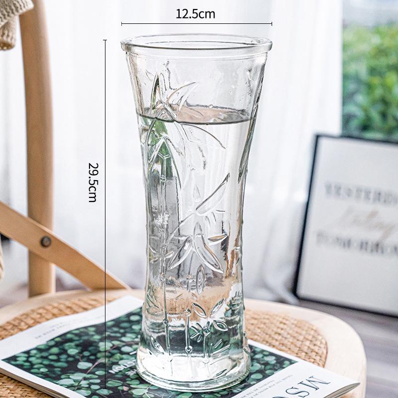 Nordic Cone-Shaped Transparent Glass Vase for Lucky Bamboo and Flowers