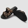 Fashion 2025 Summer New Round Toe Thick Sole Casual Beach Slippers Fashion Leopard Print Buckle Women Slippers Sandals Flats