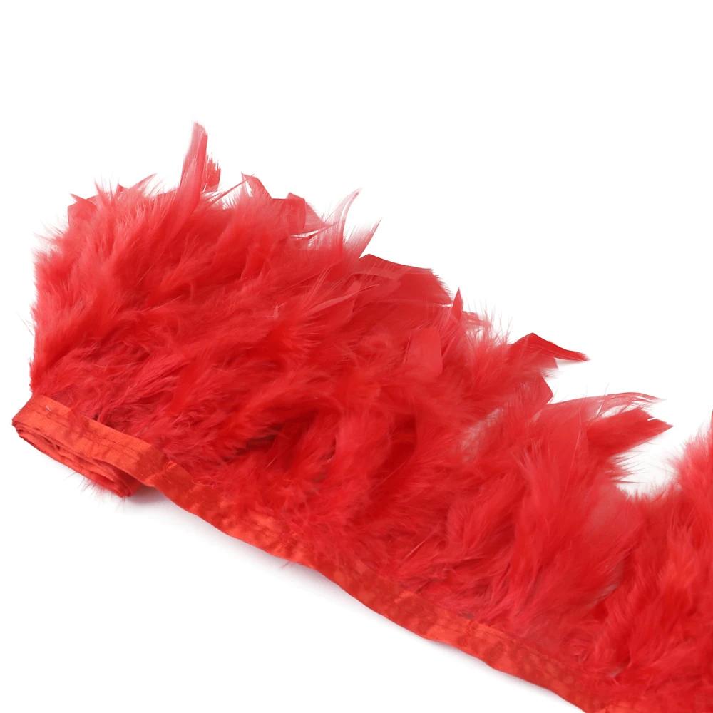 1Meters Natural Turkey Feathers Trim Height 10-15Cm Wedding Clothing Dress Decoration Diy Feather Ribbon Sewing Crafts