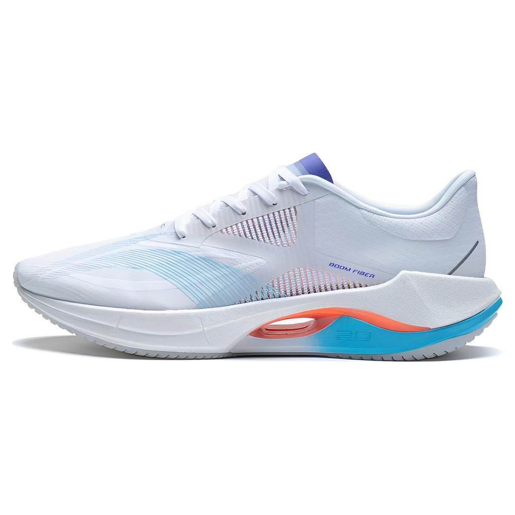 New LiNing Super Light 20 Cushioned Slip Resistant Abrasion Resistant Low Top Casual Running Shoes Men's White Blue ARBT001-6
