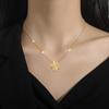 Four-Leaf Rotating Personality Minimalist Wind Furnace Real Gold Necklace Female Collarbone Chain With