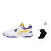 Li Ning Ace V Kollektion Dämpfung Rutschfest Abriebfest Niedriger Schaft Badminton Schuhe Unisex Weiß Lila AYTT001-4