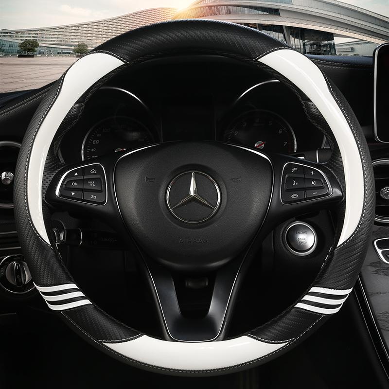 Anti Slip Car Carbon Fiber Steering Wheel Cover for Mercedes Ben AMG 38cm Models A C CLA E GLA GLC GLE S B CLS Class