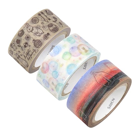 Kamiiso Sansho Masking Tape SAIEN Original 3-Pattern Set (Rabbit Tea Party, Soap Bubbles, Bottle Mai B0B7MSMBYZ