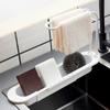 Telescopic Sink Drain Rack Soap Sponge Holder Self Adhesive Kitchen Paper Holder