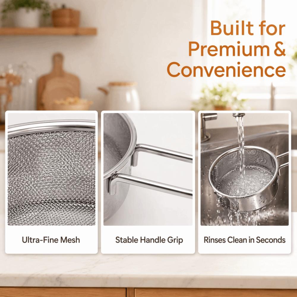 Lightweight Mesh Round Sifter 304 Stainless Steel Food Strainer Cheesecake Pizza Bread