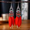 Bohemian Ethnic Long Feather Earrings For Women Retro Elegant Colorful Rhinestone Crystal Drop Earring Female Jewelry Pendientes