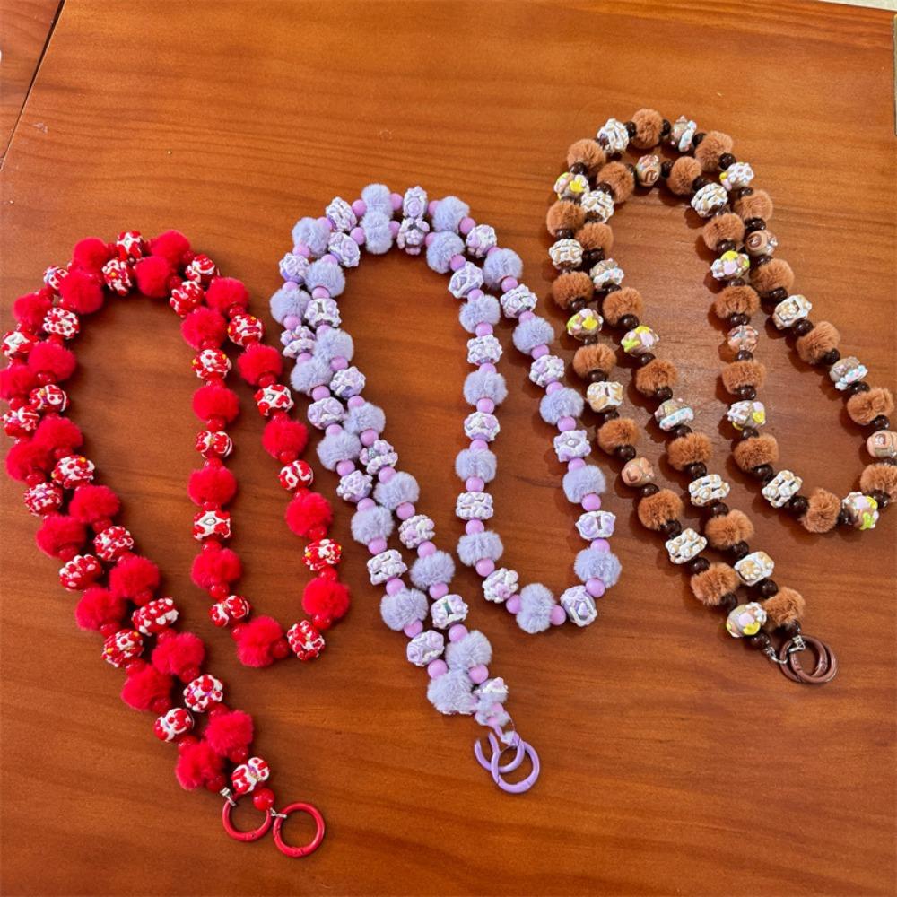 

Plush Long Mobile Phone Lanyard Colorful Mobile Phone Strap New Phone Charm Rope чорний