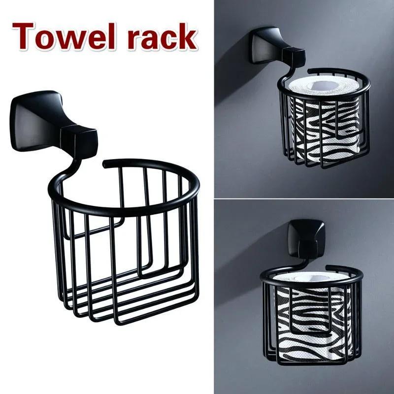 Black Space Aluminum Paper Towel Storage Toilet Paper Holder European Paper Towel Rack Bathroom Hardware Accessories