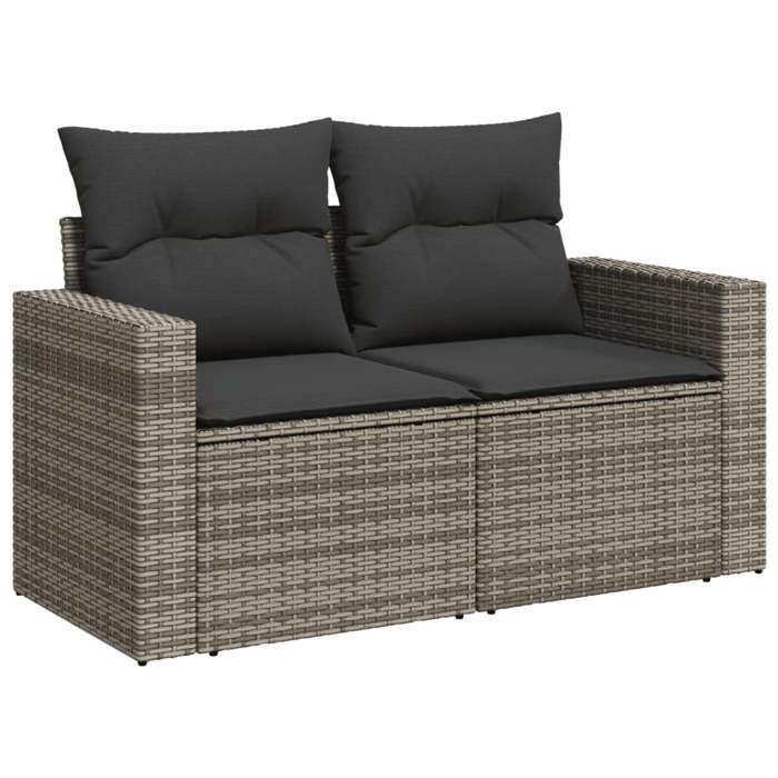 VidaXL Salon de Jardin avec Coussins 13 pcs, Canapés de Terrasse, Ensemble de Meubles de Patio, Mobilier d'Extérieur, Gris 3256725