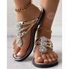 Zehentrenner Damen Hausschuhe Strass Blumenmuster Ausgeschnitten Kristall Zehensteg Silberne Strandsandalen Goldener Riemen Sandale