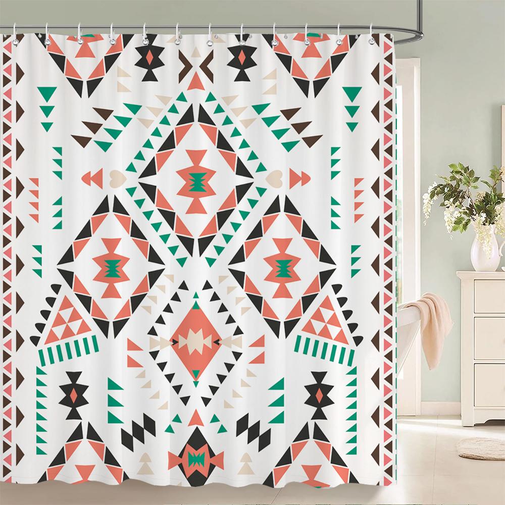 

Bohemian style shower curtain waterproof cloth bathroom partition curtain bathroom water-blocking decorative bath curtain W90xH180cm