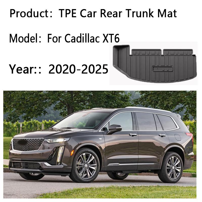 Car Rear Trunk Mat For Cadillac XT6 2020 2021 2022 2023-2025 TPE Carpet Storage Pad Cargo Tray Cushion Boot Mats Car Accessories