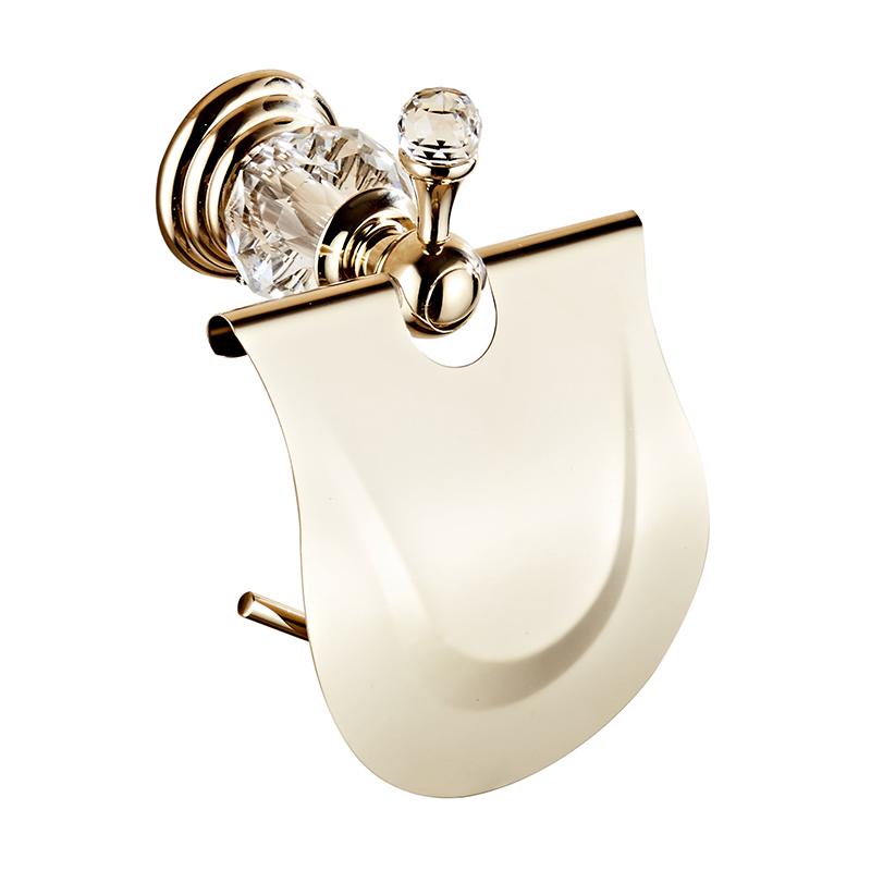 Kristall-Toilettenpapierhalter Chrom, Polierter Gold-Toilettenpapierhalter, Messing Kristall-Taschentuchhalter Badezimmerzubehör EL85486