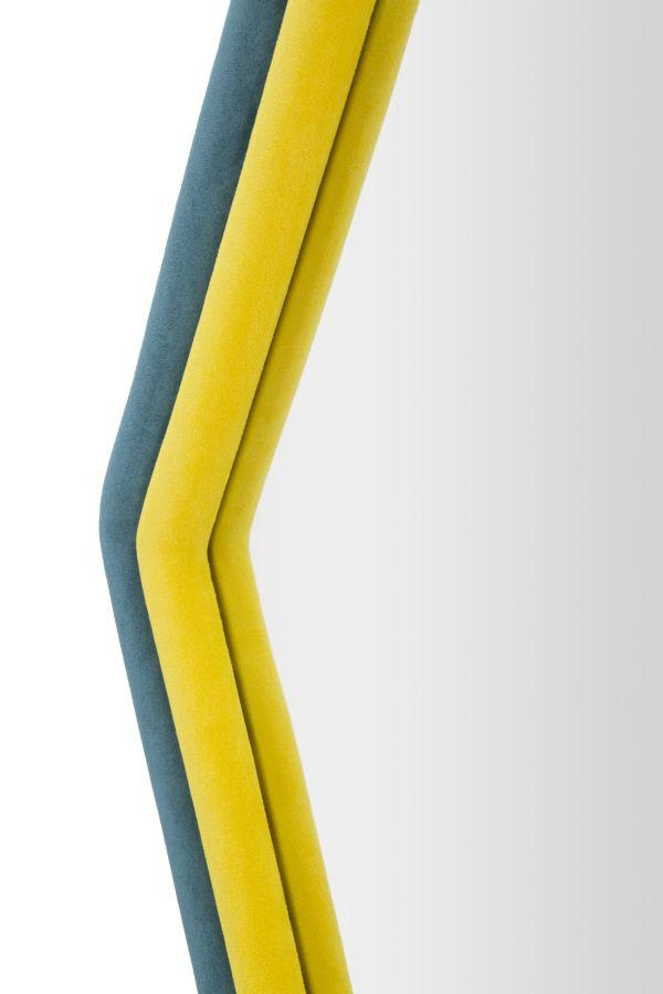 Wandspiegel Tony Blau Gelb Samt Cm 75X4X80