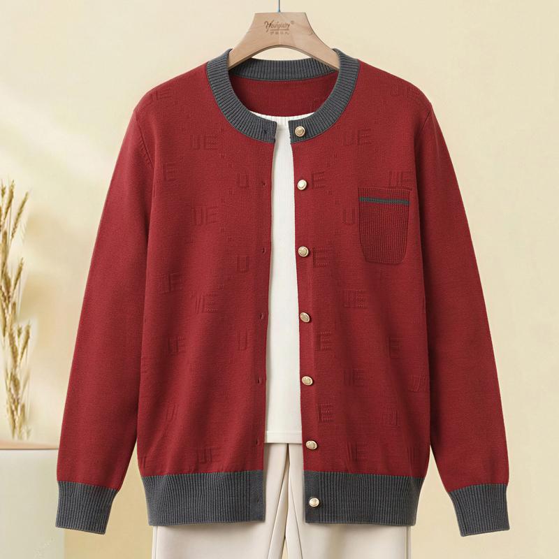 Women Plus Size Knit Cardigan Color Block Button Down Long Sleeve Pocket Loose Casual Sweater Jacket