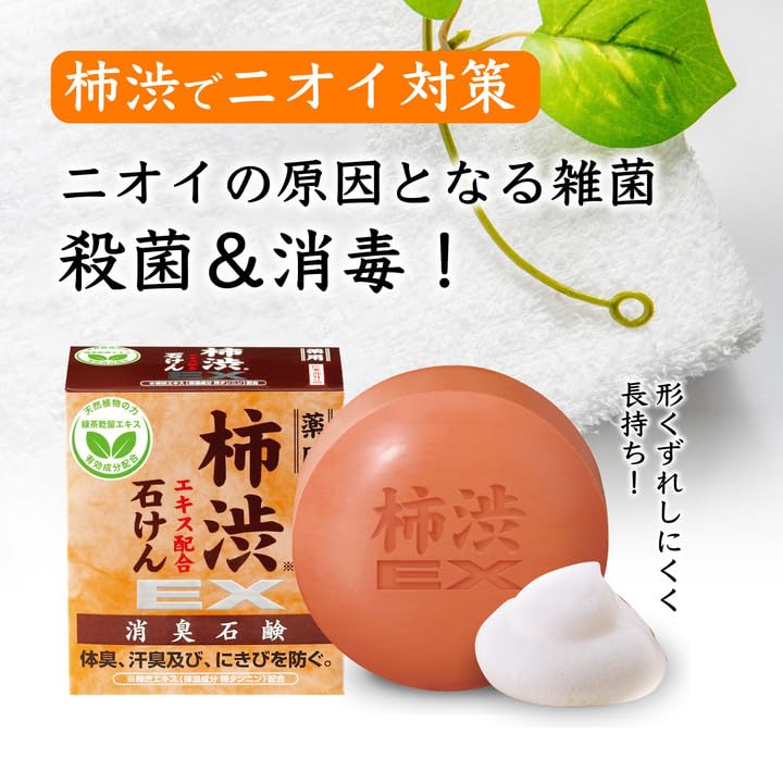 SJ Medicated Persimmon Extract Soap EX | Odor & Bacteria Control | Acne, Body & Sweat Odor Solution | Body Wash/Soap | Japanese