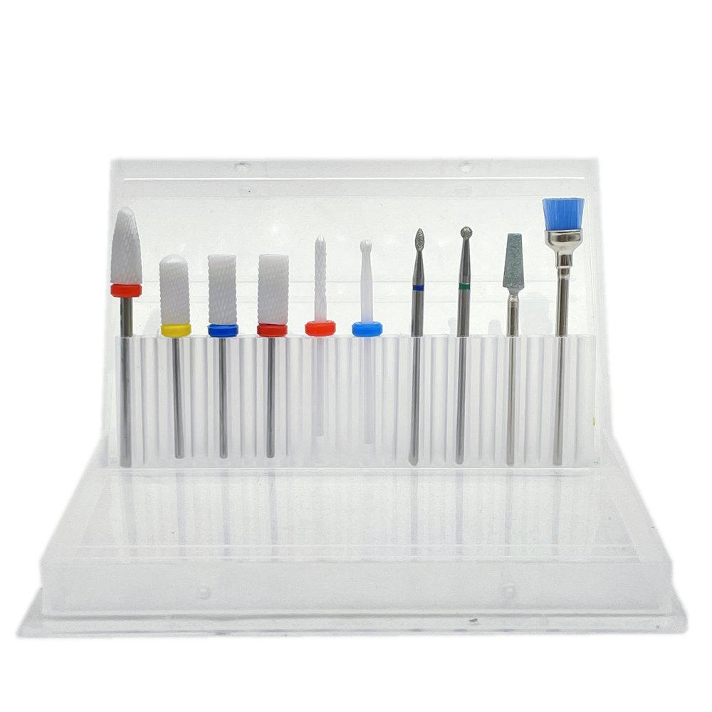 10pcs Manicure Ceramic Nail Drill Bits Set Removing Gel Varnish Drill Manicure Machine Pedicure Nail Bits for Electric Drill