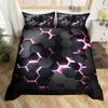 Red Glowing Polygonal Grid Pattern Bedding Collections Exquisite Bed Supplies Set Duvet Cover Bed Comforter Set Luxury Birthday Gift