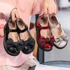 Gradual Bow Child Fashion Burgundy Leather Shoes Fashionable Korean Elegant Shallow Mary Jane Spring Casual Versatile